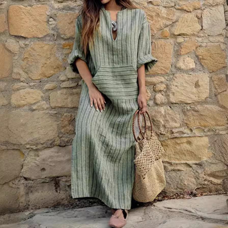 Unity – Striped Pocket Maxi Dress