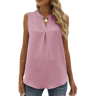 Melissa – Pleated V-Neck Sleeveless Top