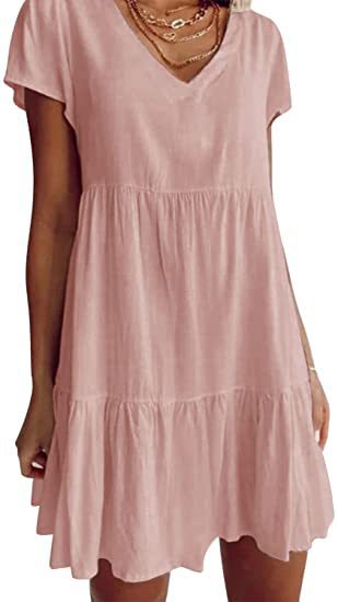 Lianelle – Tiered V-Neck Mini Dress