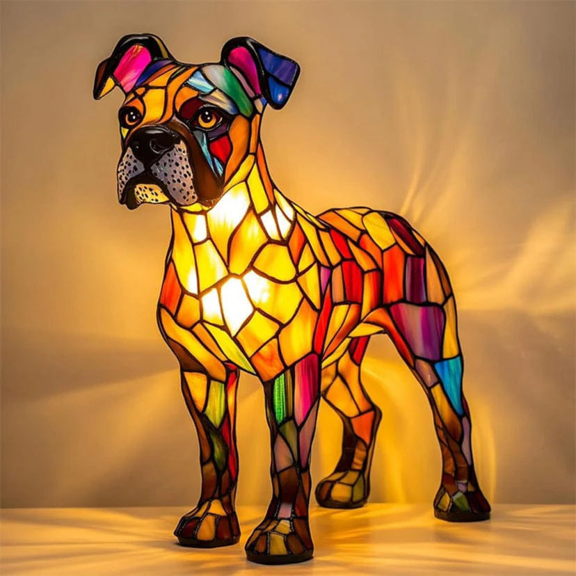 Luminous Companions – Stained Glass Dog Lamp