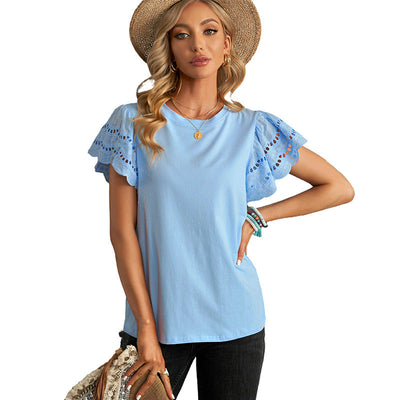 Noelle – Flutter Sleeve Broderie Blouse