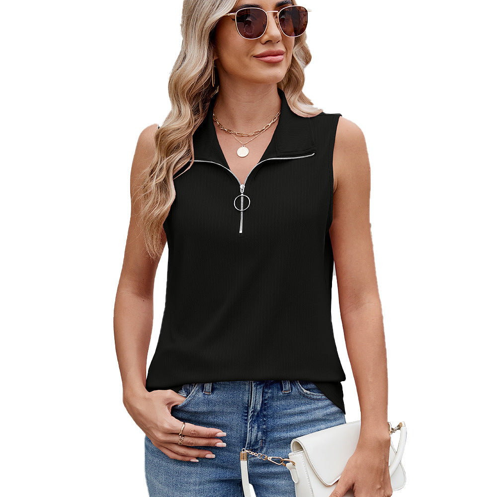 Gianna – Sleeveless Zip Collar Top