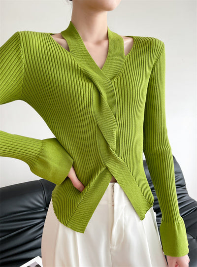 Darcie – Ribbed Wrap Sweater