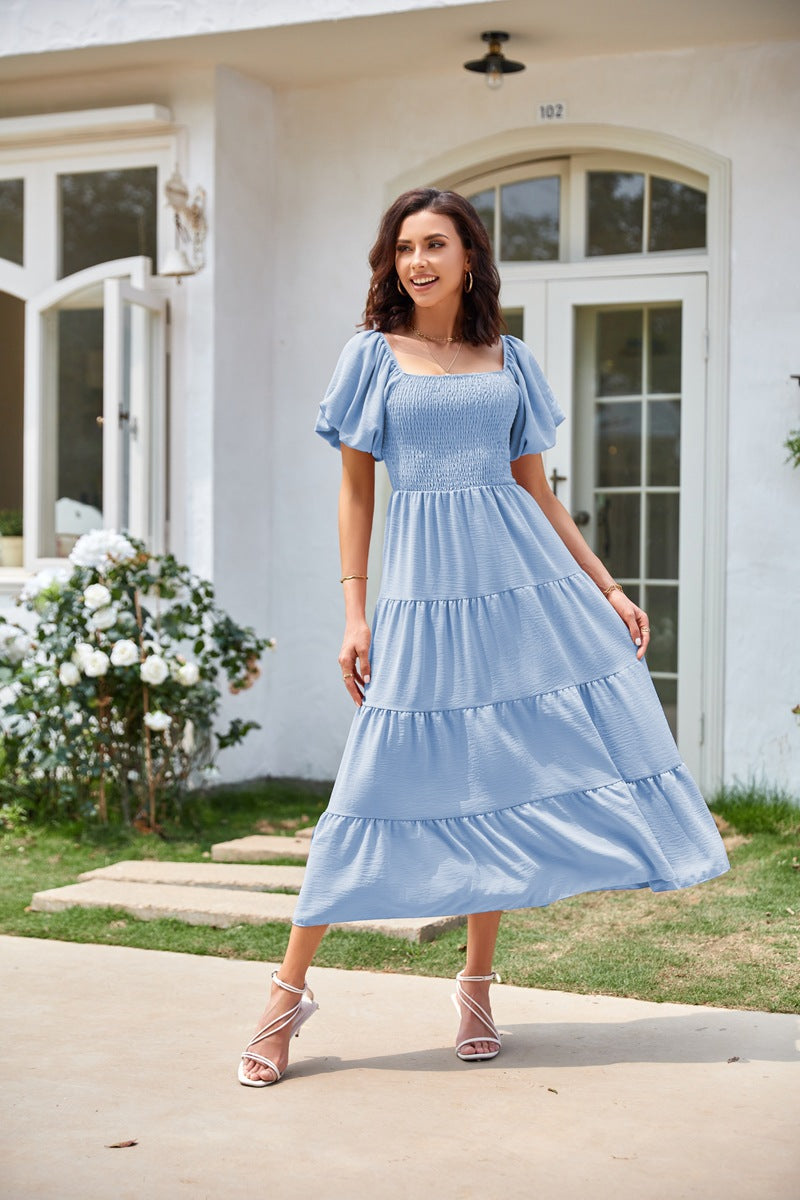 Selene – Off-Shoulder Shirred Midi Dress