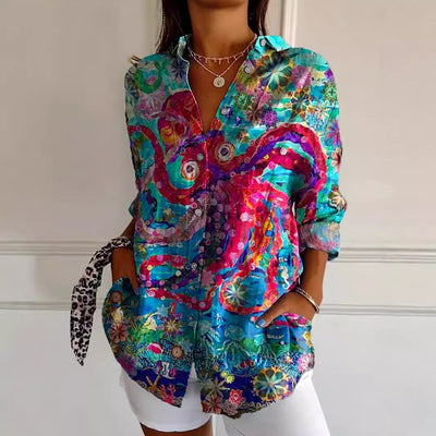 Zadie – Abstract Print Button-Up Shirt