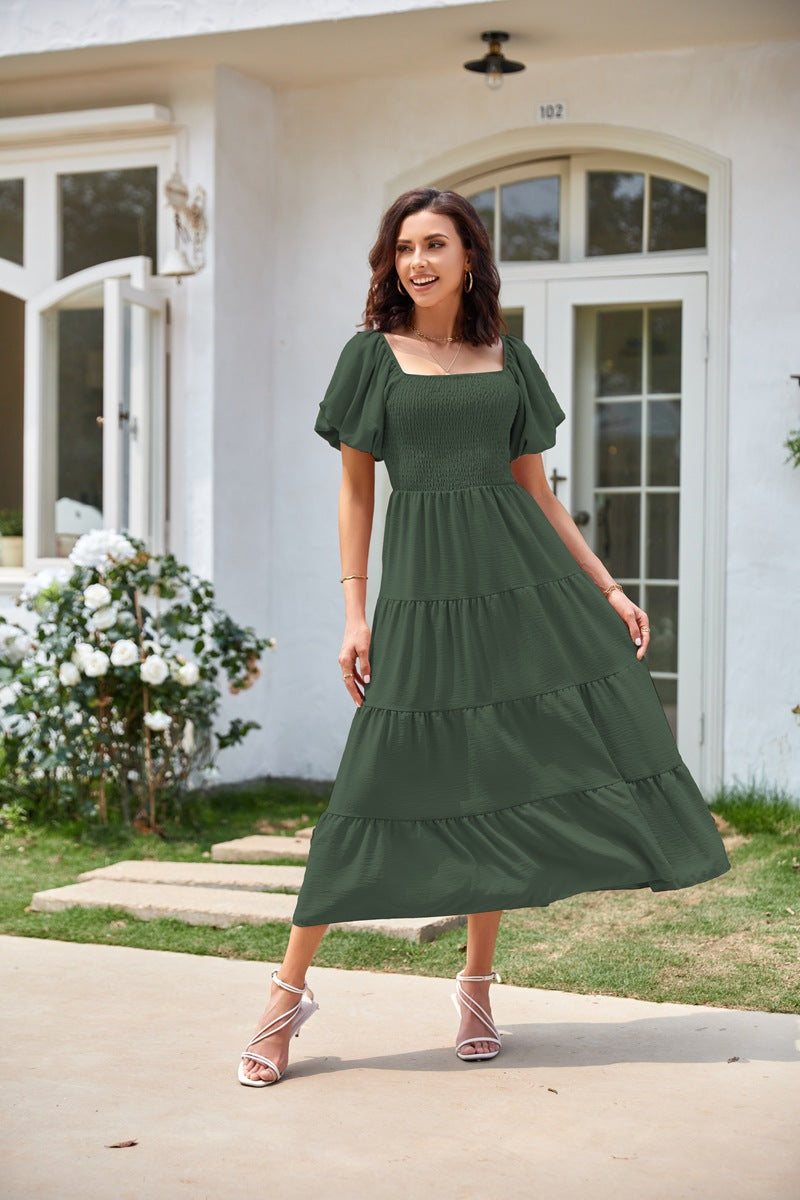 Selene – Off-Shoulder Shirred Midi Dress
