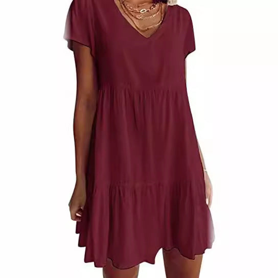 Lianelle – Tiered V-Neck Mini Dress