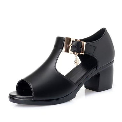 Beatriz – Buckled Peep-Toe Block Heels