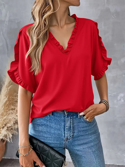 Scarlette – Ruffle Trim V-Neck Blouse