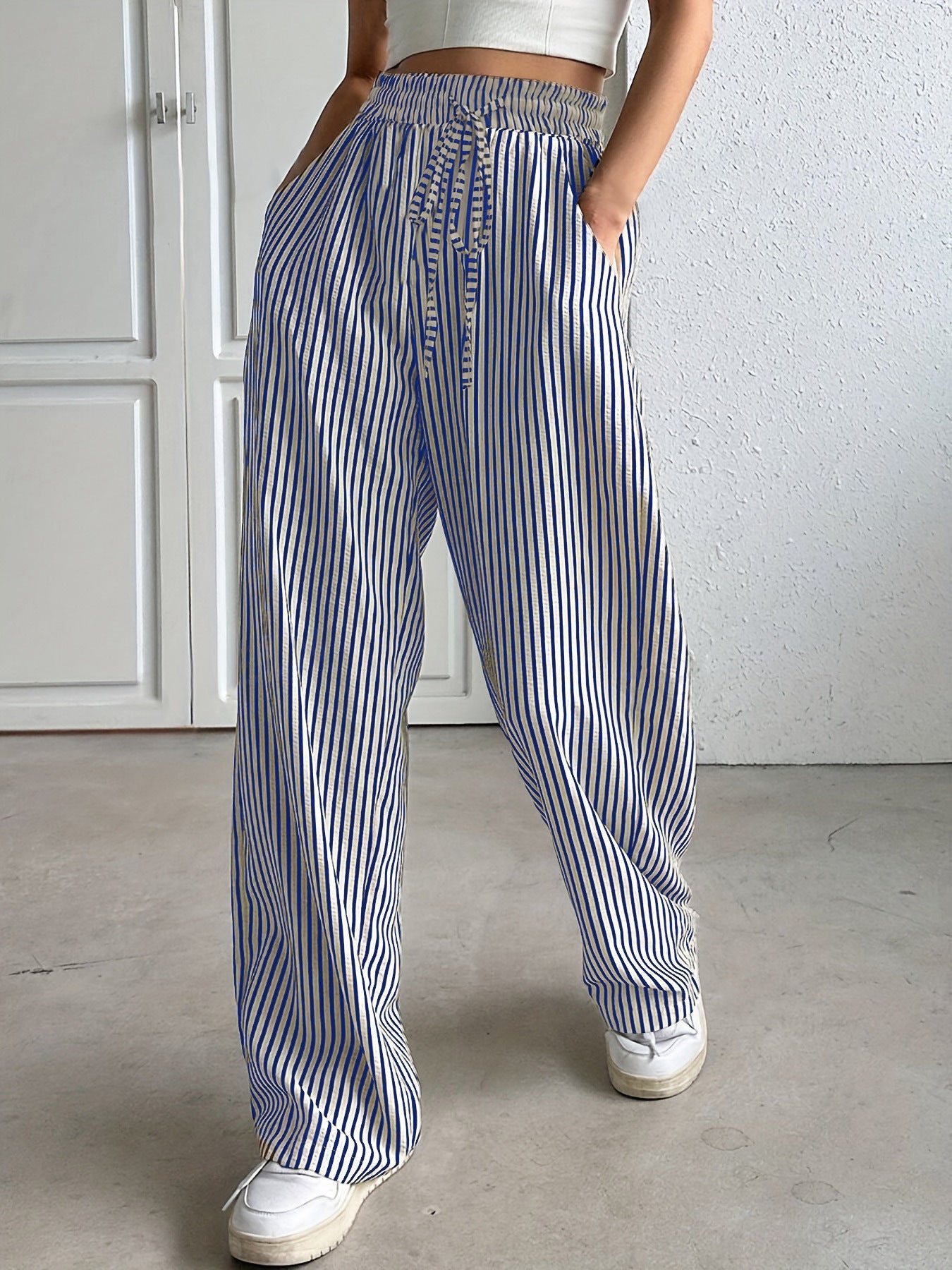 Hollis – Wide-Leg Striped Trousers