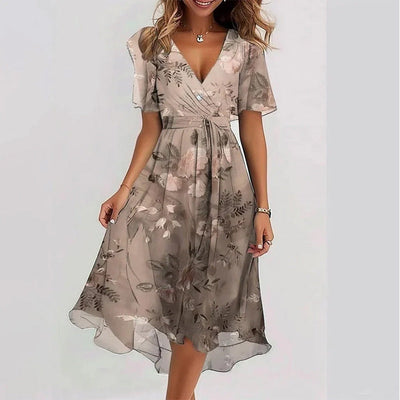 Briallen – Flutter Sleeve Floral Midi Dress