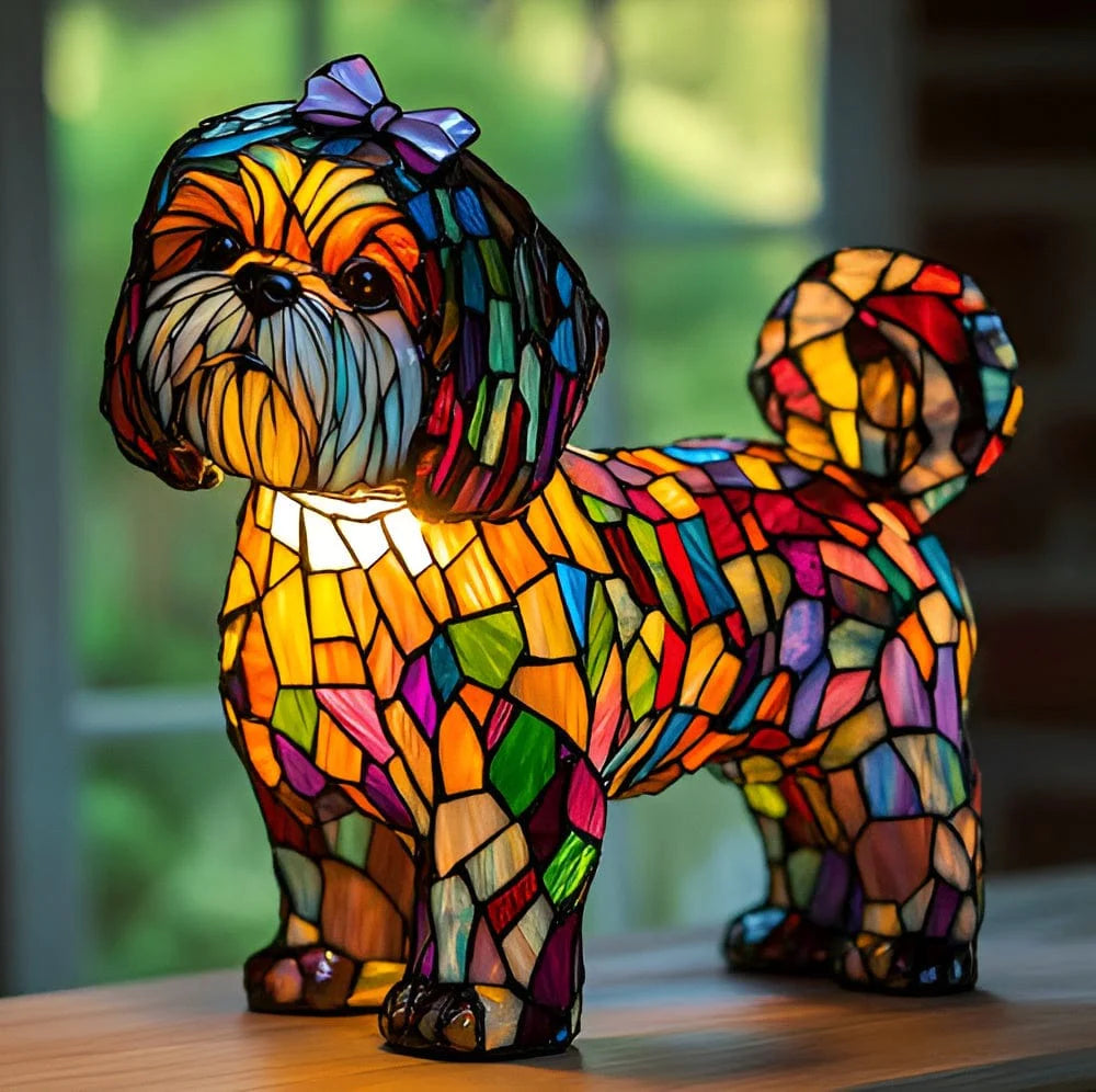 Luminous Companions – Stained Glass Dog Lamp