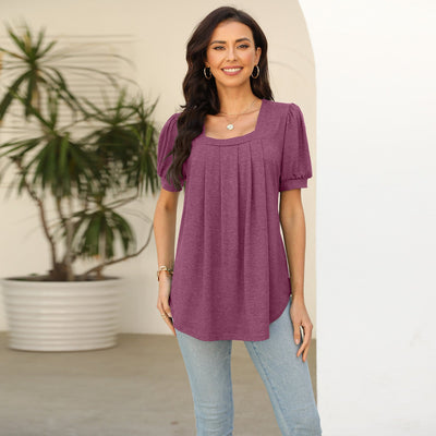 Tori – Pleated Square Neck Top