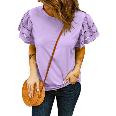 Noelle – Flutter Sleeve Broderie Blouse