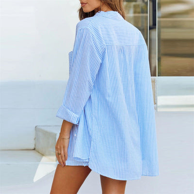 Yuna – Striped Relaxed Shirt and Shorts Set