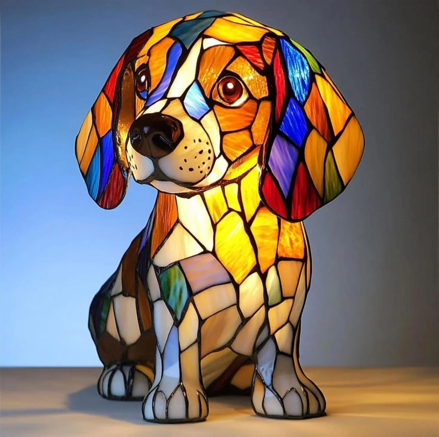 Luminous Companions – Stained Glass Dog Lamp