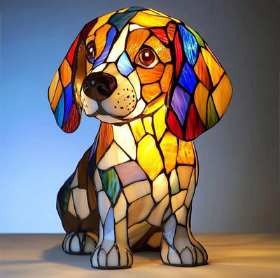 Luminous Companions – Stained Glass Dog Lamp
