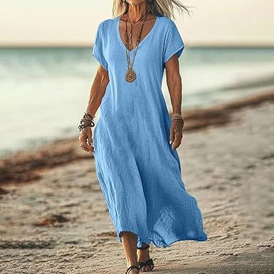 Nayeli – Flowy V-Neck Beach Dress