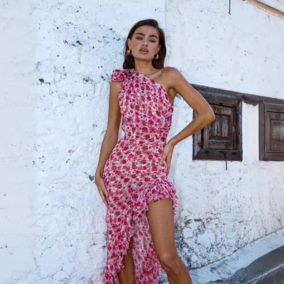 Tahlia – Asymmetric Ruffle Maxi Dress