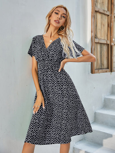 Mayumi – Printed V-Neck Midi Dress