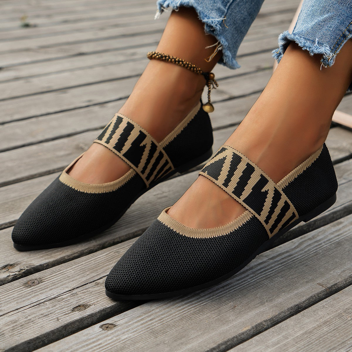 Ezinne – Patterned Strap Ballet Flats