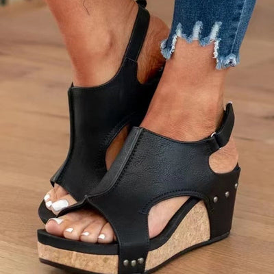 Loise – Cut-Out Cork Wedge Sandals