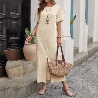 Renate – Short Sleeve Pocket Maxi Dress