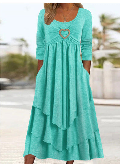 Rowena – Layered Heart Detail Midi Dress