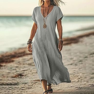 Nayeli – Flowy V-Neck Beach Dress