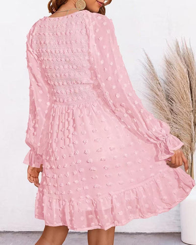 Lina – Textured Long Sleeve Smock Dress