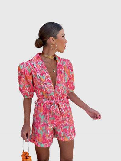 Sam – Abstract Belted Playsuit