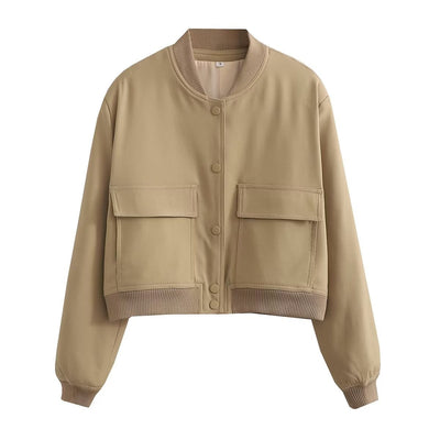 Miley – Cropped Utility Bomber Jacket