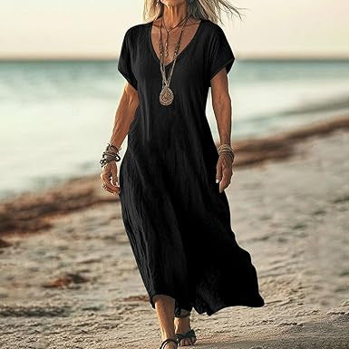 Nayeli – Flowy V-Neck Beach Dress