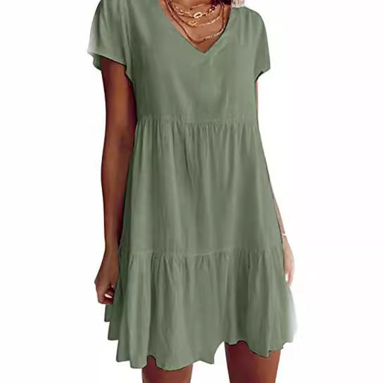 Lianelle – Tiered V-Neck Mini Dress