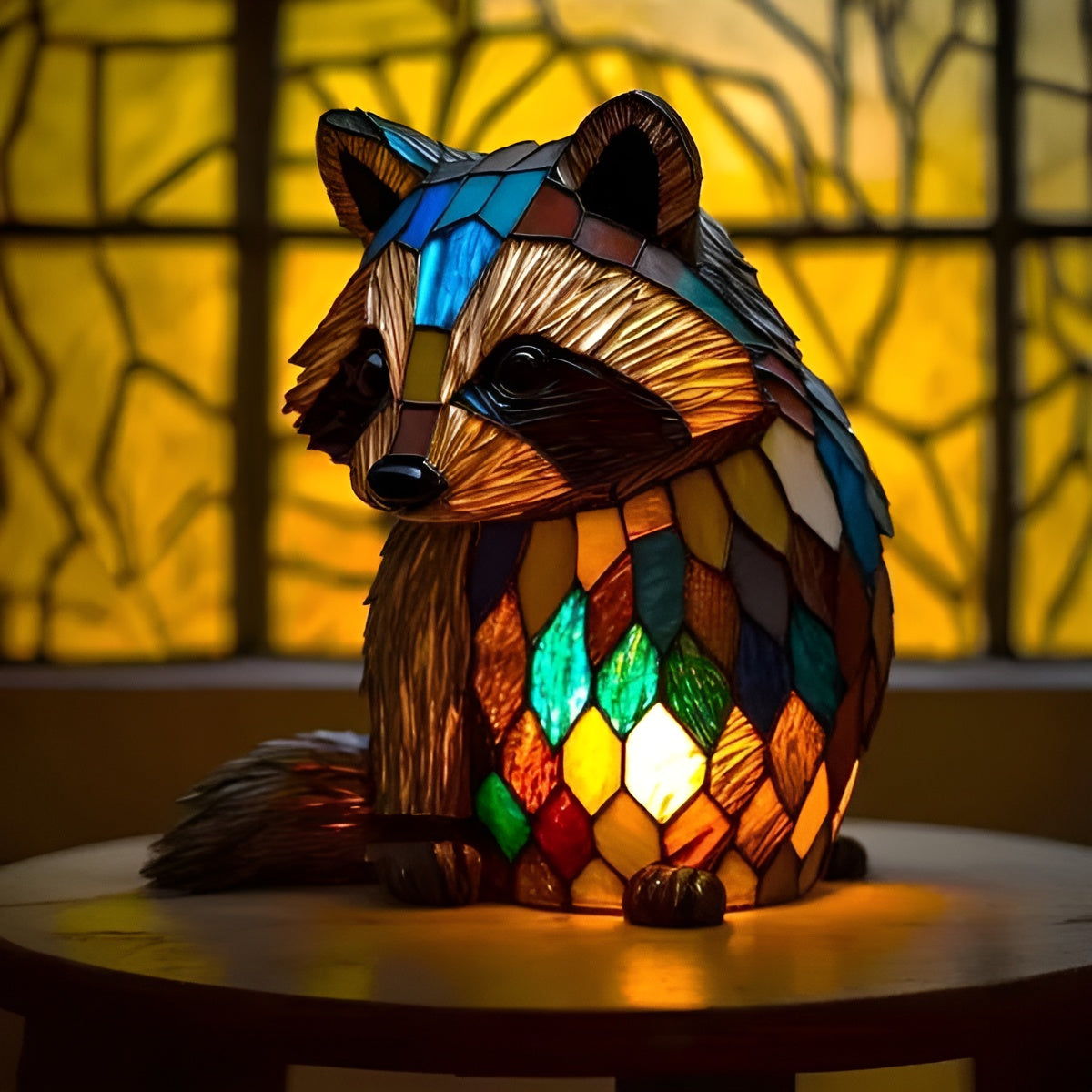 Filou | Magical Raccoon Lamp in Colored Glass
