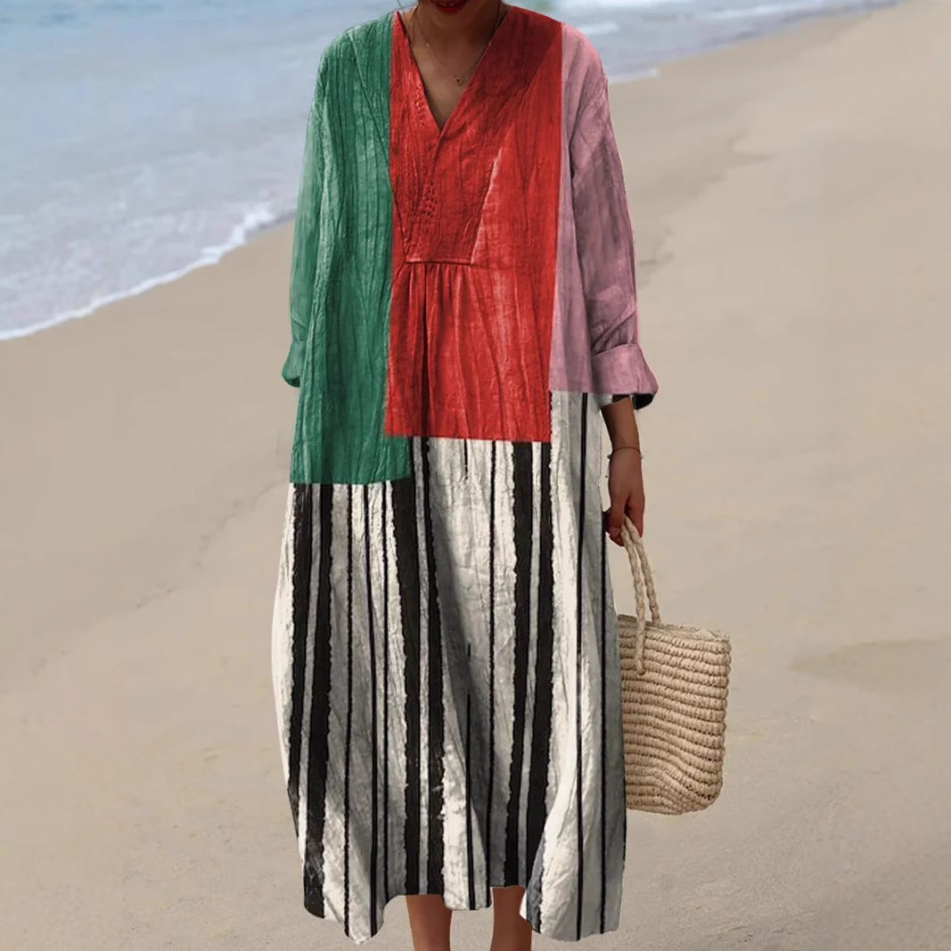 Nahla | Striped Patchwork Dress