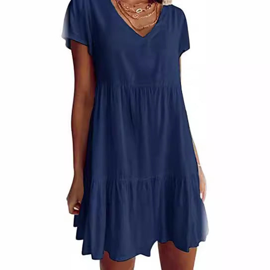 Lianelle – Tiered V-Neck Mini Dress