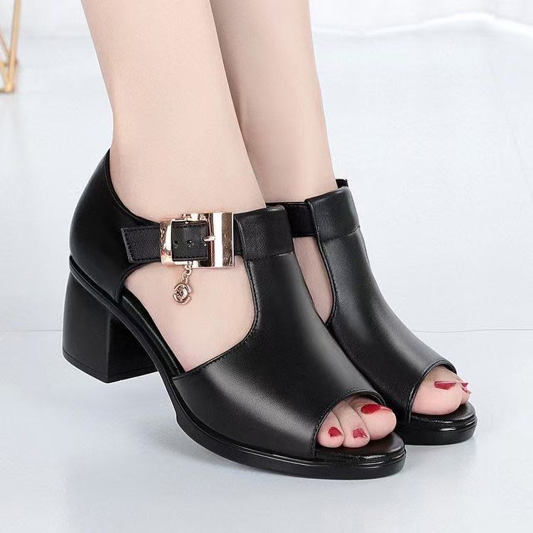 Beatriz – Buckled Peep-Toe Block Heels