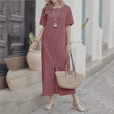 Renate – Short Sleeve Pocket Maxi Dress
