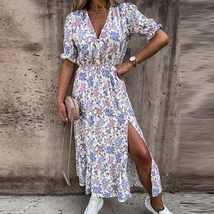 Maelis – Floral Buttoned Midi Dress