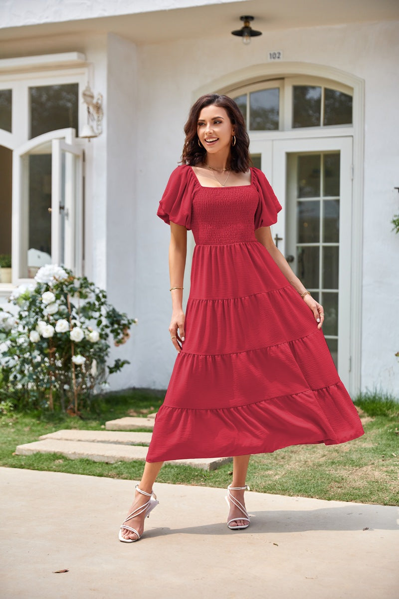 Selene – Off-Shoulder Shirred Midi Dress