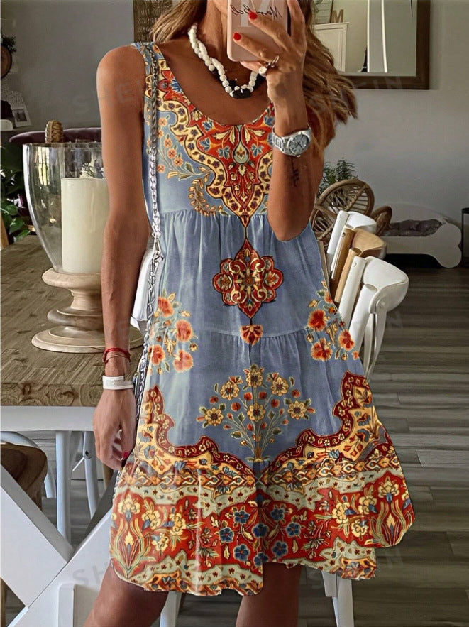 Nina – Sleeveless Boho Print Sundress