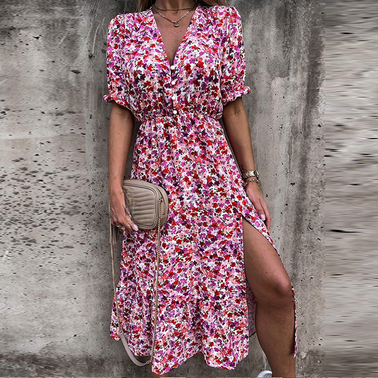 Maelis – Floral Buttoned Midi Dress
