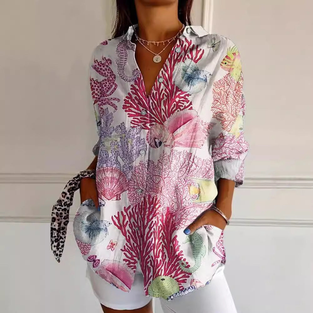Zadie – Abstract Print Button-Up Shirt