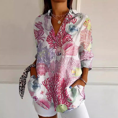 Zadie – Abstract Print Button-Up Shirt