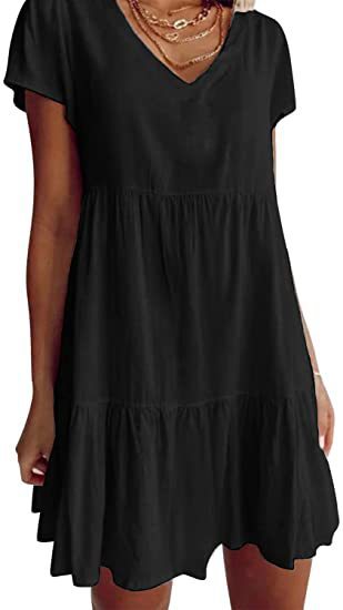 Lianelle – Tiered V-Neck Mini Dress