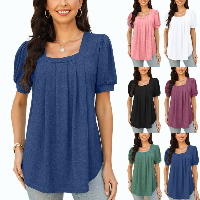 Tori – Pleated Square Neck Top