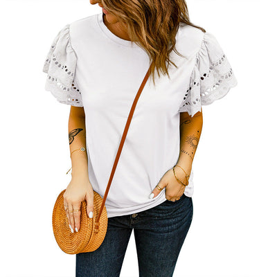 Noelle – Flutter Sleeve Broderie Blouse