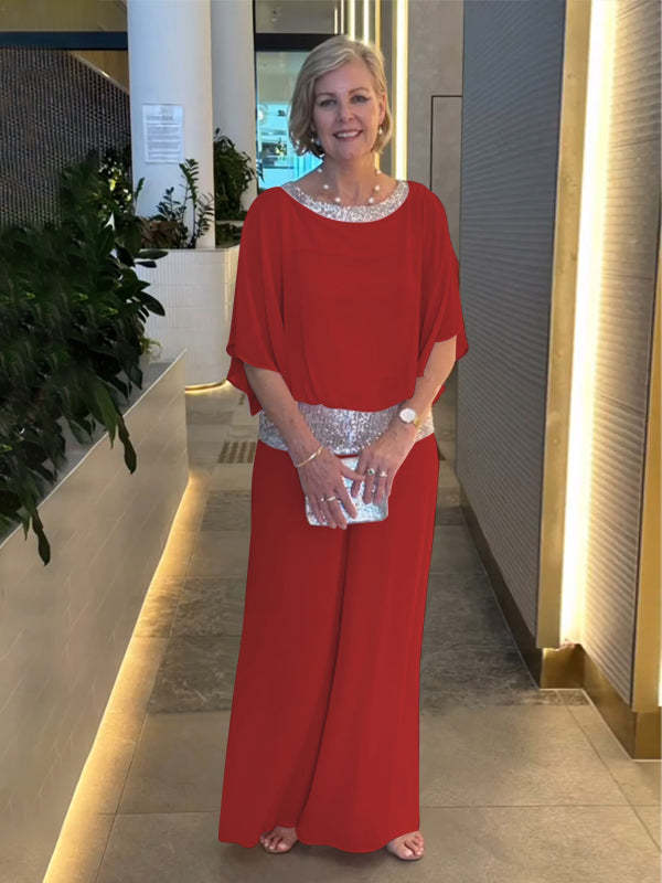 Urielle – Sequin Trim Wide-Leg Jumpsuit