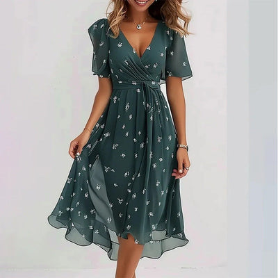 Briallen – Flutter Sleeve Floral Midi Dress